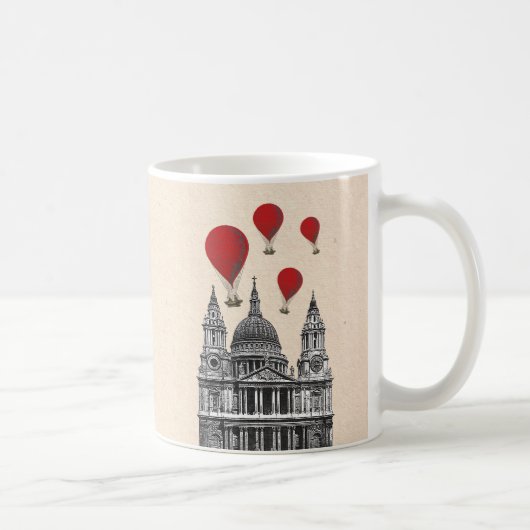 St Pauls Cathedral en Red Hot Air-ballonnen Koffiemok (Rechts)