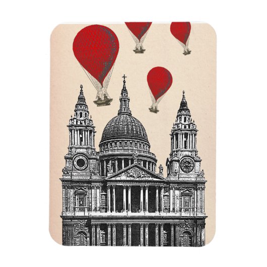 St Pauls Cathedral en Red Hot Air-ballonnen Magneet (Verticaal)