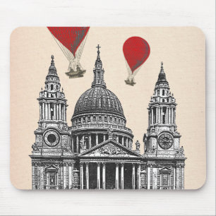 St Pauls Cathedral en Red Hot Air-ballonnen Muismat
