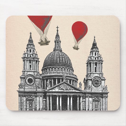 St Pauls Cathedral en Red Hot Air-ballonnen Muismat (Voorkant)