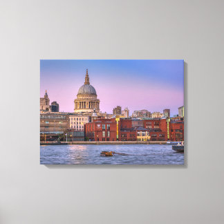St Paul's Cathedral in de schemering, Londen UK Canvas Afdruk