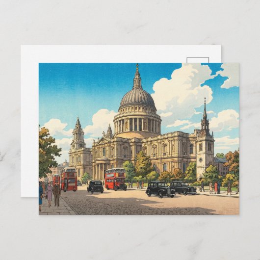 St Pauls Cathedral Japanese Woodblock Print Briefkaart (Voorkant / Achterkant)