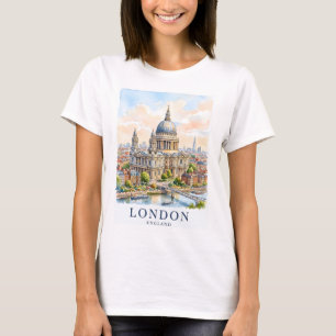 St Paul's Cathedral Londen Aquarel Reis Kunst T-shirt
