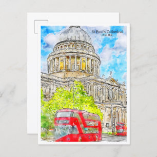 St Paul's Cathedral vintage reizen waterverf Briefkaart