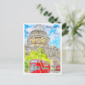 St Paul's Cathedral vintage reizen waterverf Briefkaart (Staand voorkant)