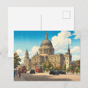 St Pauls-kathedraal Japanse houtblokprint Briefkaart