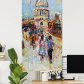 St Paul's van de Millenniumbrug Poster (Thuiskantoor)