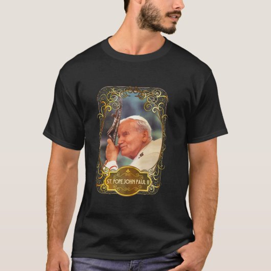 St paus Johannes Paulus II Kruiskatholieke Saint T-shirt (Voorkant)