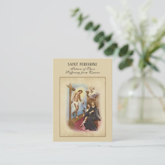 St. Peregrine Patron Saint of Cancer Heilige Kaart Visitekaartje (Staand voorkant)