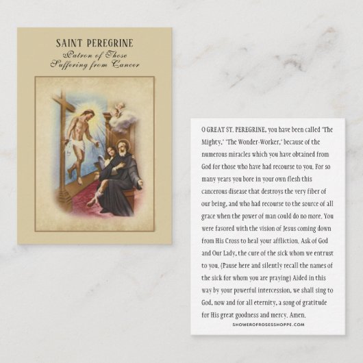 St. Peregrine Patron Saint of Cancer Heilige Kaart Visitekaartje (Voorkant / Achterkant)