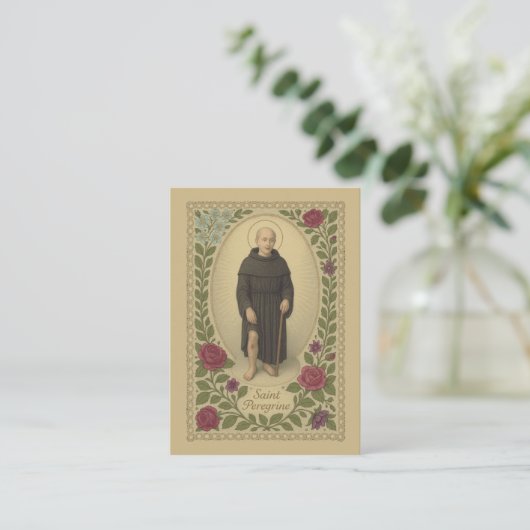 St. Peregrine Patron Saint of Cancer Heilige Kaart Visitekaartje (Staand voorkant)