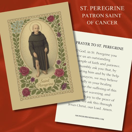 St. Peregrine Patron Saint of Cancer Heilige Kaart Visitekaartje