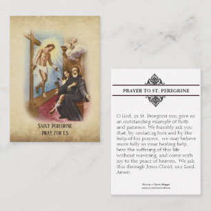St. Peregrine Patron Saint of Cancer Heilige Kaart Visitekaartje