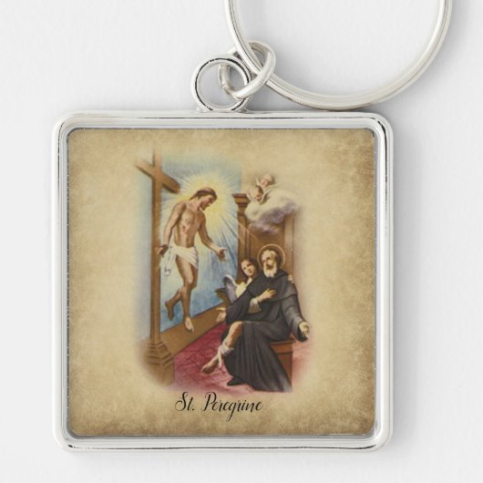 St. Peregrine Patron Saint of Cancer Patiënten Sleutelhanger (Voorkant)