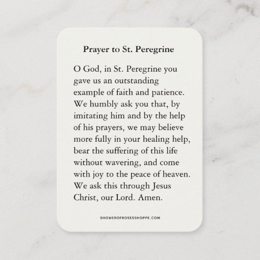 St. Peregrinus Patroonheilige van Kanker Heilige k Visitekaartje (Achterkant)