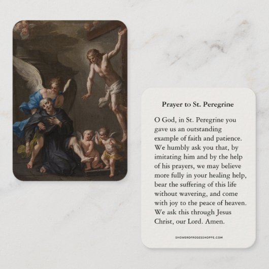 St. Peregrinus Patroonheilige van Kanker Heilige k Visitekaartje (Voorkant / Achterkant)