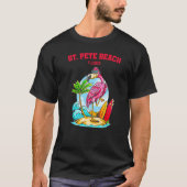 St Pete Beach Flamingo Surfboard T-shirt (Voorkant)