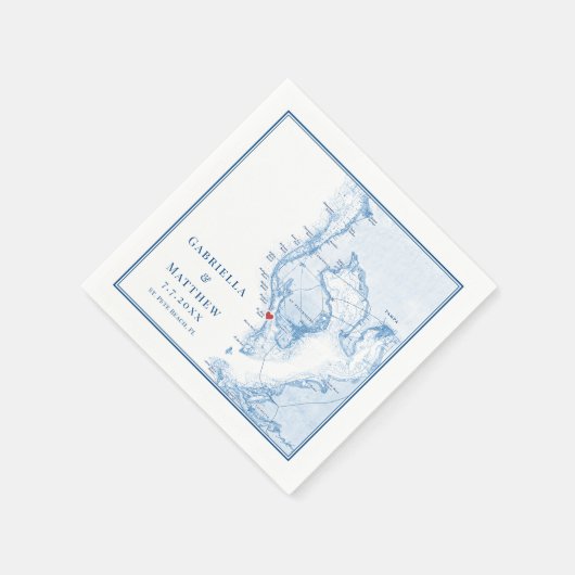 St. Pete Beach Florida Kaart Elegante bruiloft Servet (Hoek)