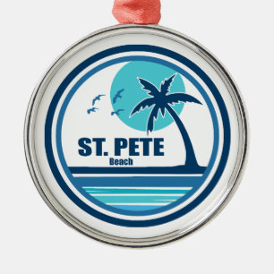 St. Pete Beach Florida Palmboom Vogels Metalen Ornament