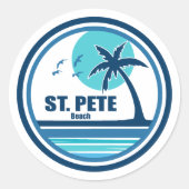St. Pete Beach Florida Palmboom Vogels Ronde Sticker (Voorkant)