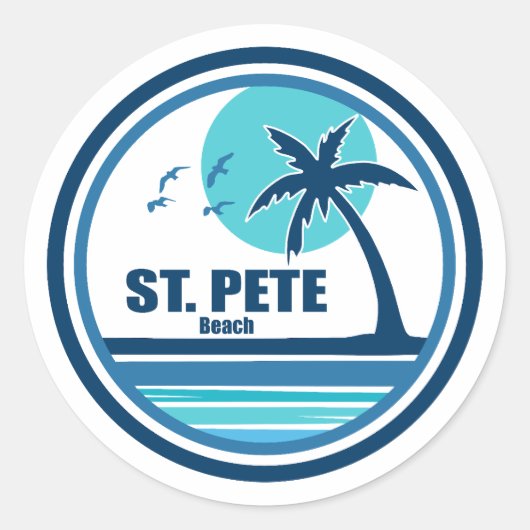 St. Pete Beach Florida Palmboom Vogels Ronde Sticker (Voorkant)