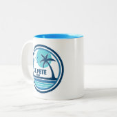 St. Pete Beach Florida Palmboom Vogels Tweekleurige Koffiemok (Voorkant links)