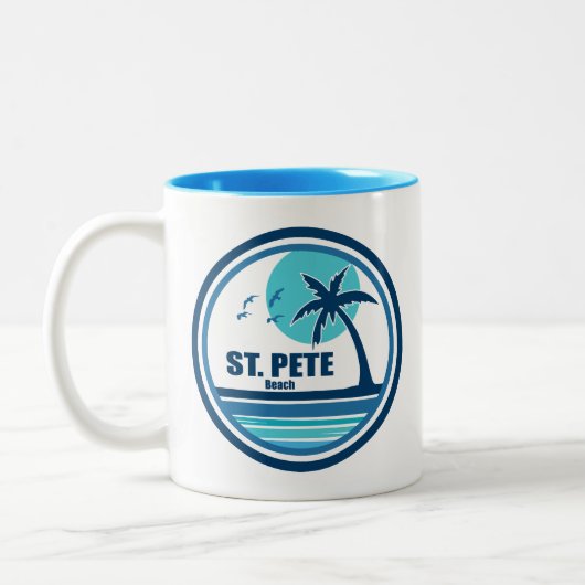 St. Pete Beach Florida Palmboom Vogels Tweekleurige Koffiemok (Links)