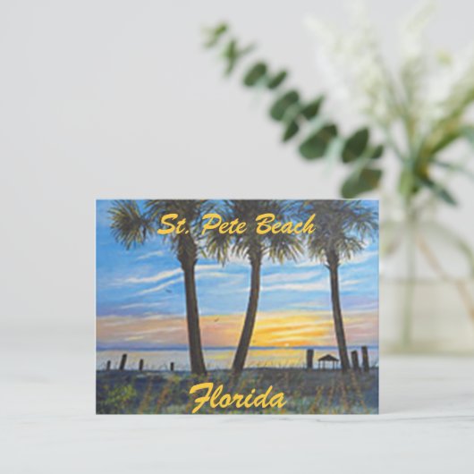 "ST. PETE BEACH FLORIDA PALMS BRIEFKAART" BRIEFKAART (Staand voorkant)