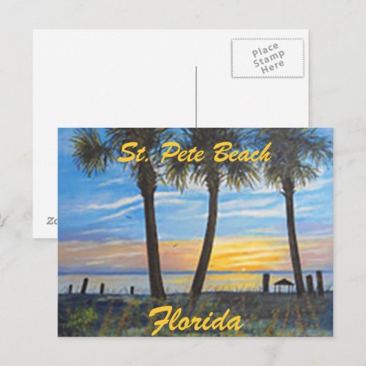 "ST. PETE BEACH FLORIDA PALMS BRIEFKAART" BRIEFKAART (Voorkant / Achterkant)