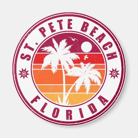 St. Pete Beach Florida Retro  Palm Tree 60's Magneet (Voorkant)