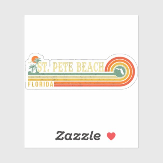 St. Pete Beach Florida Retro  Palm Tree 60's Sticker (Vel)