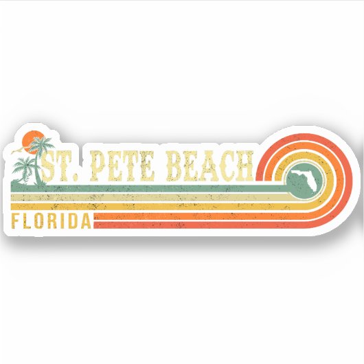 St. Pete Beach Florida Retro  Palm Tree 60's Sticker (Voorkant)