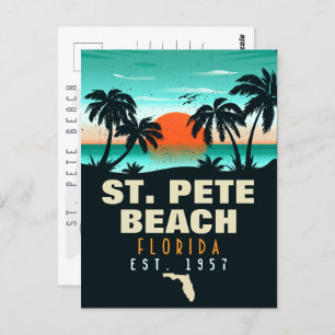 St. Pete Beach Florida Retro Sunset Palm Tree 60's Briefkaart