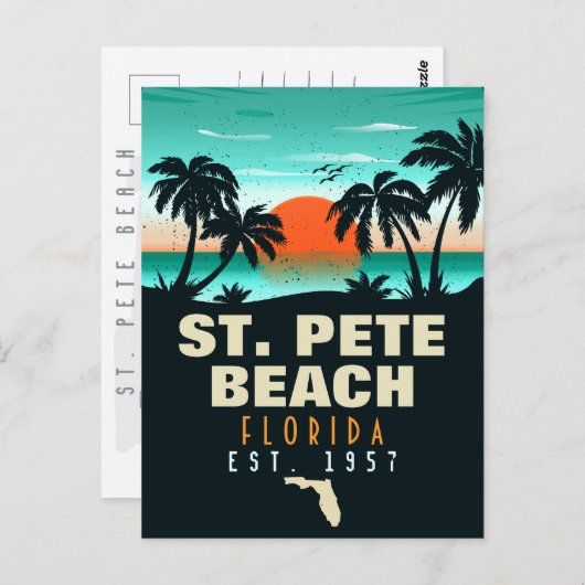 St. Pete Beach Florida Retro Sunset Palm Tree 60's Briefkaart (Voorkant / Achterkant)