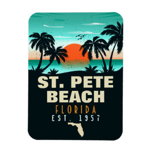 St. Pete Beach Florida Retro Sunset Palm Tree 60's Magneet