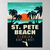 St. Pete Beach Florida Retro Sunset Palm Tree 60's Poster (Voorkant)