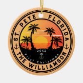 St. Pete Beach Florida Retro Sunset Palm Tree 80s Keramisch Ornament (Voorkant)