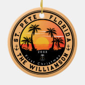 St. Pete Beach Florida Retro Sunset Palm Tree 80s Keramisch Ornament (Achterkant)