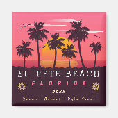 St. Pete Beach Florida Retro Sunset Palm Trees 80s Magneet (Voorkant)