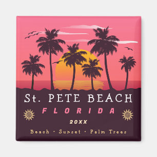 St. Pete Beach Florida Retro Sunset Palm Trees 80s Magneet