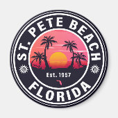 St. Pete Beach Florida Retro Sunset Souvenirs jare Magneet (Voorkant)