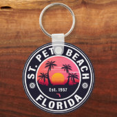 St. Pete Beach Florida Retro Sunset Souvenirs jare Sleutelhanger (Voorkant)