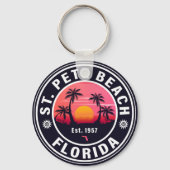 St. Pete Beach Florida Retro Sunset Souvenirs jare Sleutelhanger (Achterkant)