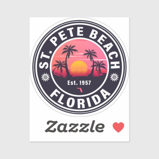 St. Pete Beach Florida Retro Sunset Souvenirs jare Sticker (Vel)