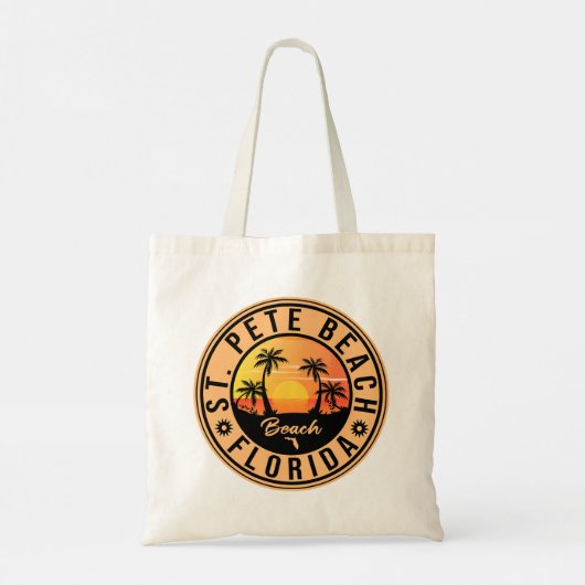 St. Pete Beach Florida Retro Sunset Souvenirs jare Tote Bag (Achterkant)