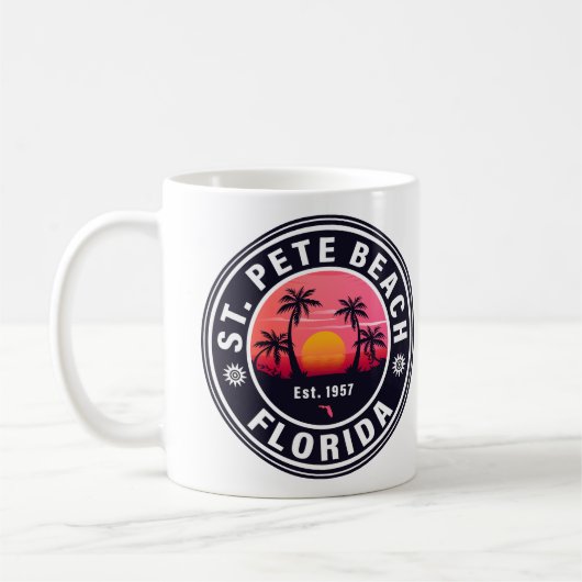 St Pete Beach Florida Retro Sunset Souvenirs jaren Koffiemok (Links)