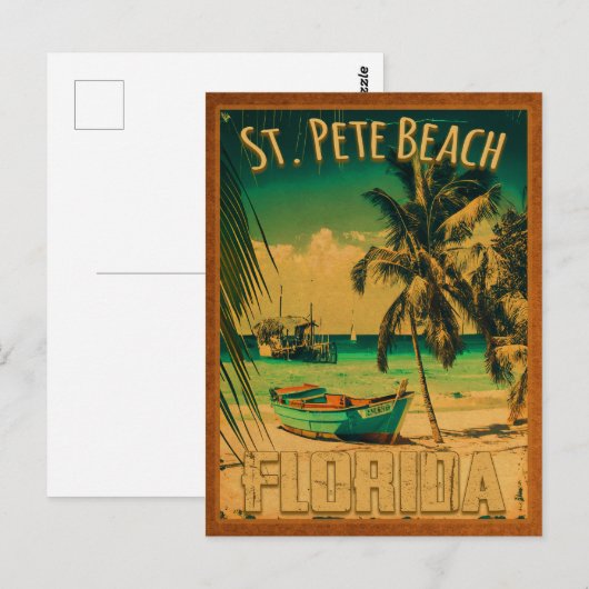 St. Pete Beach Florida Souvenir  Palm Trees Briefkaart (Voorkant / Achterkant)