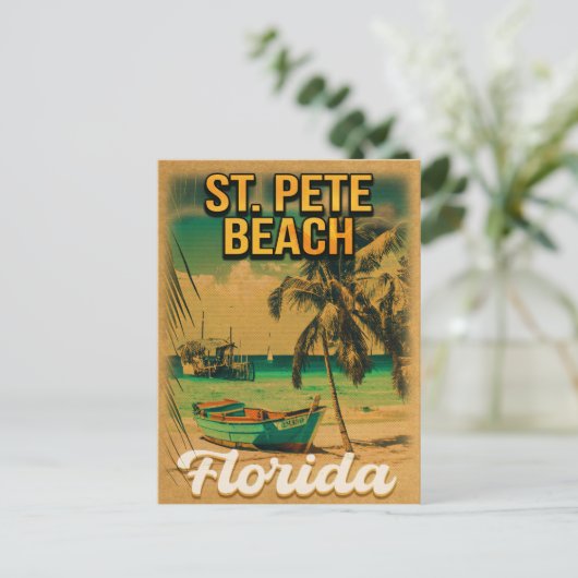 St. Pete Beach Florida Souvenir  Palm Trees Briefkaart (Staand voorkant)