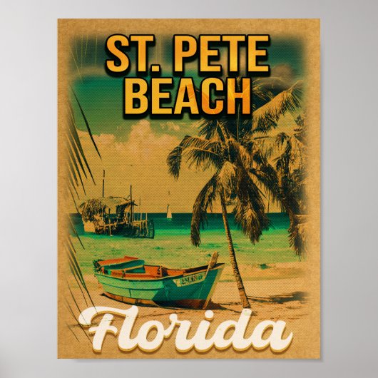 St. Pete Beach Florida Souvenir Palm Trees Poster (Voorkant)