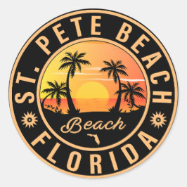 St. Pete Beach Florida Souvenir  Palm Trees Ronde Sticker